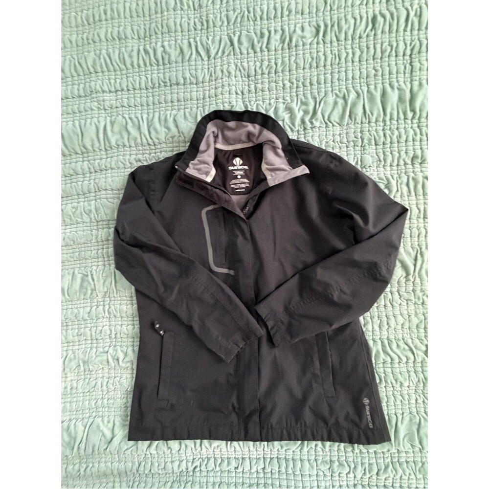 Sunice Black Men's Raincoat with Grey Inner Collar-Large